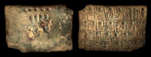 Clay tablet inscribed using the proto-cuneiform script. Uruk IV (c.3350-3200 BCE | Photo: Museum of the Ancient Near East (VAM / Staatliche Museen zu Berlin) and CDLI